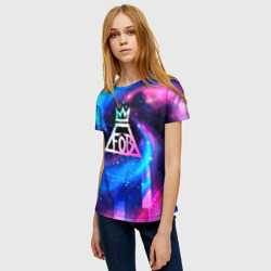 Женская футболка 3D Fall Out Boy неоновый космос - фото 2