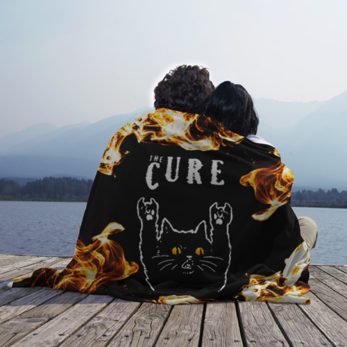 Плед 3D The Cure рок кот и огонь, цвет 3D (велсофт) - фото 3