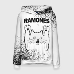 Женская толстовка 3D Ramones рок кот на светлом фоне