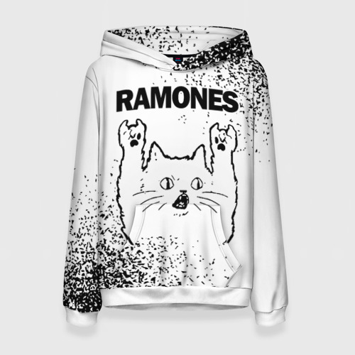Женская толстовка 3D Ramones рок кот на светлом фоне, цвет 3D печать