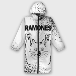 Женский дождевик 3D Ramones рок кот на светлом фоне