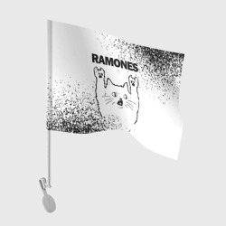 Флаг для автомобиля Ramones рок кот на светлом фоне
