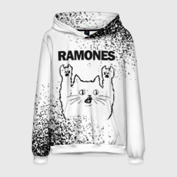 Мужская толстовка 3D Ramones рок кот на светлом фоне