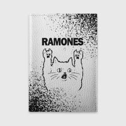 Обложка для автодокументов Ramones рок кот на светлом фоне