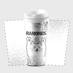 Термокружка-непроливайка Ramones рок кот на светлом фоне - фото 2