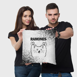 Подушка 3D Ramones рок кот на светлом фоне - фото 2