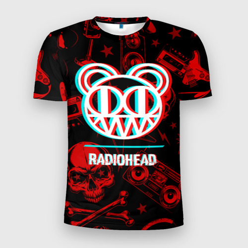 Мужская футболка 3D Slim Radiohead rock glitch, цвет 3D печать