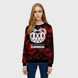 Женский свитшот 3D Radiohead rock glitch - фото 2