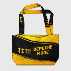 Пляжная сумка 3D Depeche Mode - gold gradient: надпись и символ