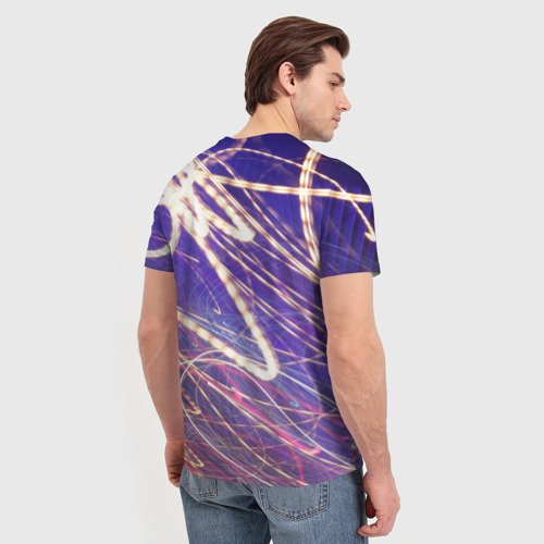 Мужская футболка 3D Неоновые огни ночью, цвет 3D печать - фото 4