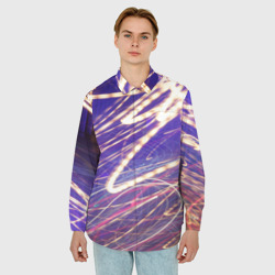 Мужская рубашка oversize 3D Неоновые огни ночью - фото 2