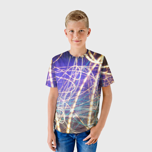 Детская футболка 3D Неоновые огни ночью, цвет 3D печать - фото 3