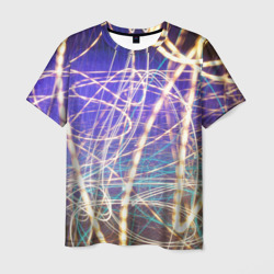 Мужская футболка 3D Неоновые огни ночью