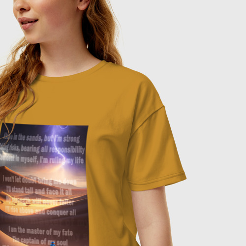 Женская футболка хлопок Oversize Alone in the sands, цвет горчичный - фото 3