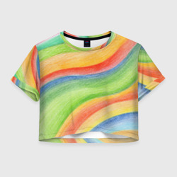 Женская футболка Crop-top 3D Абстрактная разноцветная графика