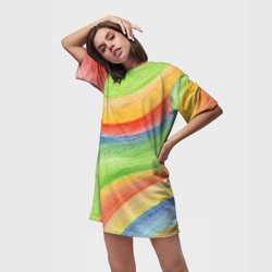 Платье-футболка 3D Абстрактная разноцветная графика - фото 2