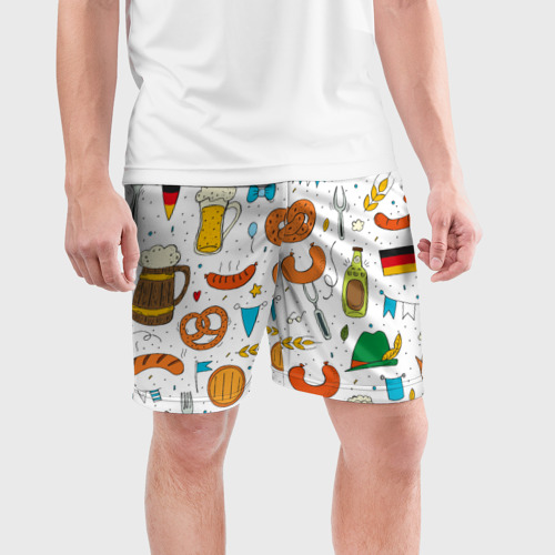Мужские шорты спортивные Октоберфест - цветной дудл, цвет 3D печать - фото 3