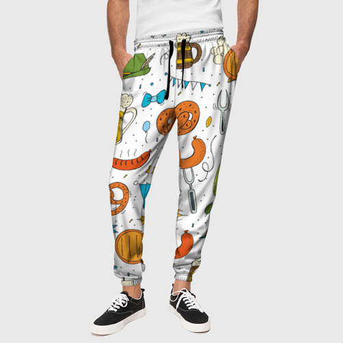Мужские брюки 3D Октоберфест - цветной дудл, цвет 3D печать - фото 4