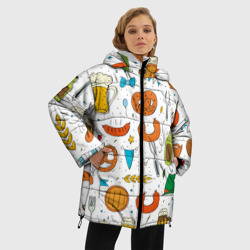 Женская зимняя куртка Oversize Октоберфест - цветной дудл - фото 2