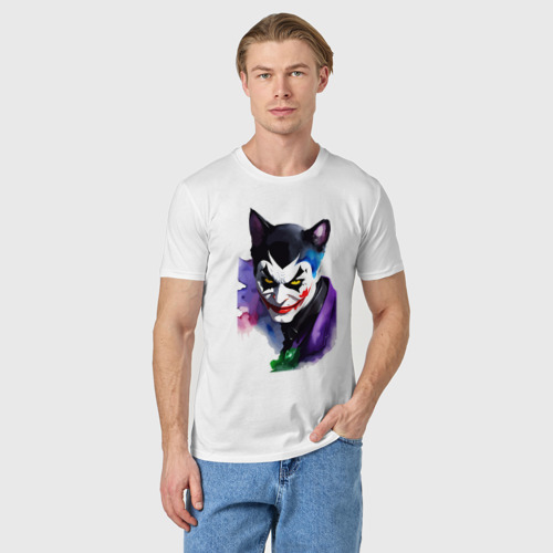 Мужская футболка хлопок с принтом Dude cat - neural network, фото на моделе #1