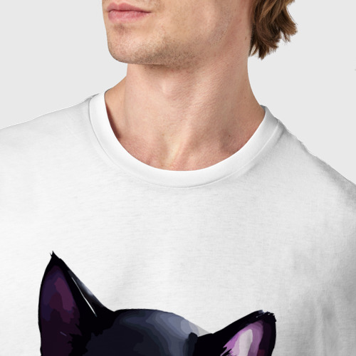 Мужская футболка хлопок с принтом Dude cat - neural network, фото #4