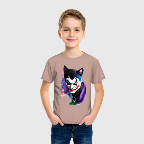 Детская футболка хлопок с принтом Dude cat - neural network, фото на моделе #1