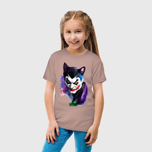 Детская футболка хлопок с принтом Dude cat - neural network, вид сбоку #3