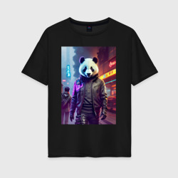 Женская футболка хлопок Oversize Панда-босс на своём районе - Пекин