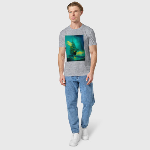 Мужская футболка хлопок Айвазовский в стиле Ван Гога - нейросеть, цвет меланж - фото 5