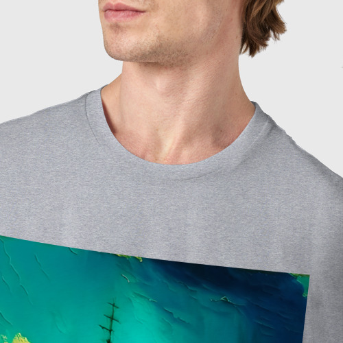 Мужская футболка хлопок Айвазовский в стиле Ван Гога - нейросеть, цвет меланж - фото 6
