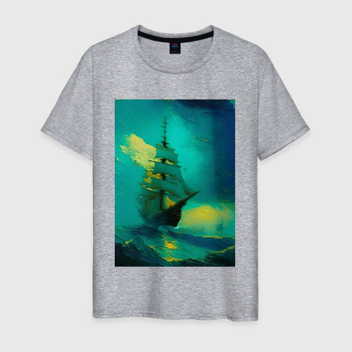 Мужская футболка хлопок Айвазовский в стиле Ван Гога - нейросеть, цвет меланж
