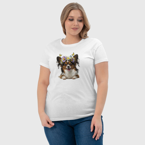 Женская футболка хлопок Весна в душе: французский папильон, цвет белый - фото 6