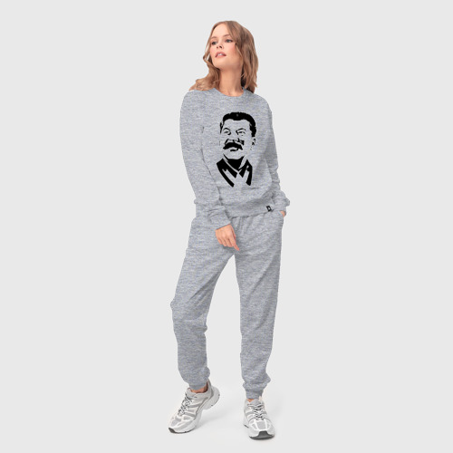 Женский костюм хлопок Сталин чб, цвет меланж - фото 3