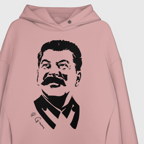 Женское худи Oversize хлопок Сталин чб, цвет пыльно-розовый - фото 3