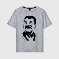 Женская футболка хлопок Oversize Сталин чб
