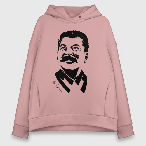 Женское худи Oversize хлопок Сталин чб, цвет пыльно-розовый