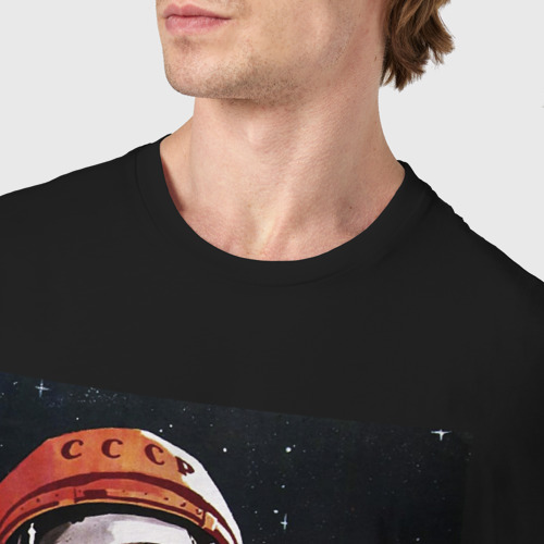 Мужская футболка хлопок Гагарин космос, цвет черный - фото 6