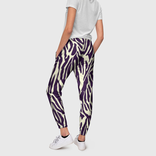 Женские брюки 3D с принтом Полоска зебры, вид сзади #2