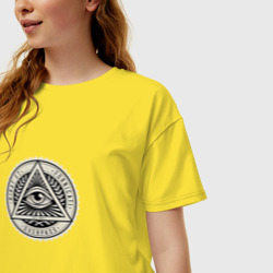 Женская футболка хлопок Oversize Масонский символ всевидящее око - фото 2