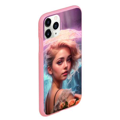 Чехол для iPhone 11 Pro Max матовый Девушка с зонтом, цвет баблгам - фото 3