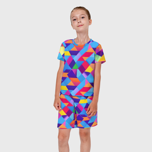 Детский костюм с шортами 3D Геометрическая абстракция красок, цвет 3D печать - фото 5
