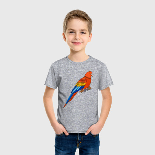 Детская футболка хлопок Попугай сидит, цвет меланж - фото 3