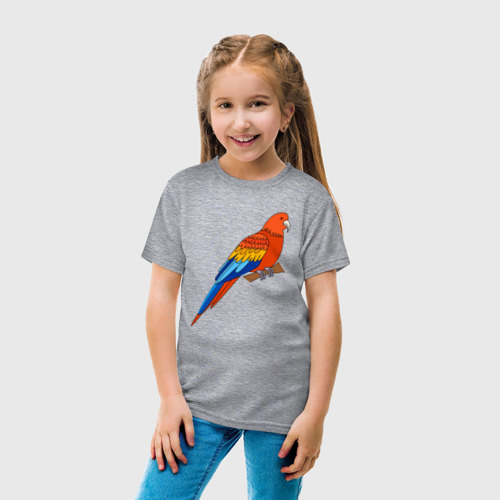 Детская футболка хлопок Попугай сидит, цвет меланж - фото 5