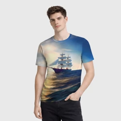 Мужская футболка 3D Парусный корабль бриг - фото 2