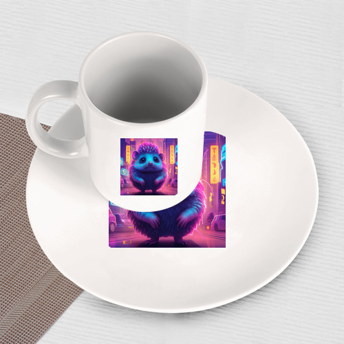 Набор: тарелка + кружка Неоновый ежик - фото 3
