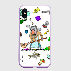 Чехол для iPhone XS Max матовый Дворничек с мусором