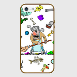 Чехол для iPhone 5/5S матовый Дворничек с мусором