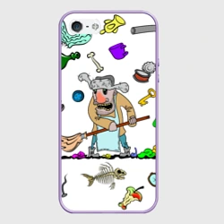 Чехол для iPhone 5/5S матовый Дворничек с мусором