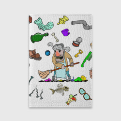 Обложка для паспорта матовая кожа Дворничек с мусором