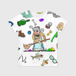 Детская футболка 3D Дворничек с мусором